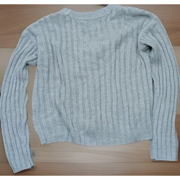 SO Gray Ribbed Cropped Cardigan Sweater Juniors M Y2K Preppy Grunge Button Up - Picture 5 of 9